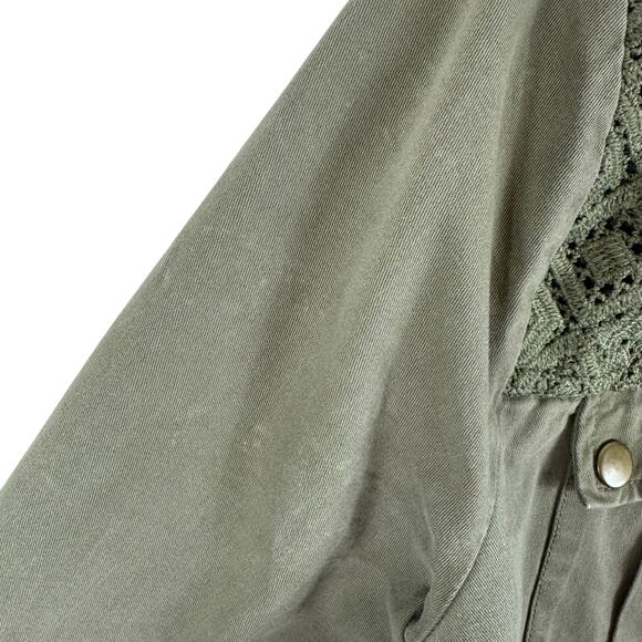 Blue Pepper Green Full Zip Lace Detail Cotton Denim Utility Jacket Size M - Picture 8 of 12